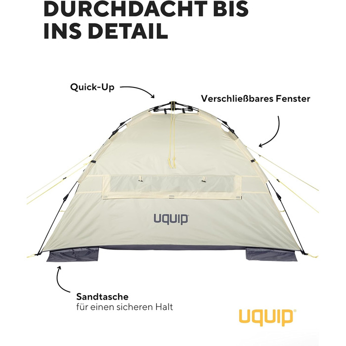 Пляжний намет Uquip Buzzy Boulder 150 x 110 x 215 см Пляжний намет UPF 50 для захисту від сонця, вітру та дощу Портативний пляжний намет із системою швидкого складання Ідеально підходить для пляжу, кемпінгу та пікніків