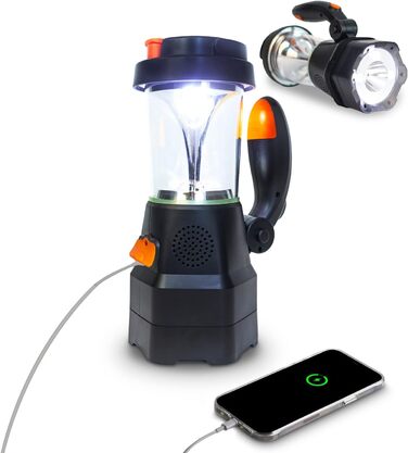 В1 LED ліхтар акумуляторний Аварійне радіо Power bank Зарядний пристрій для мобільного телефону Сирена SOS ідеально підходить для відключень електроенергії, відключень, кемпінгу та відпочинку, 4