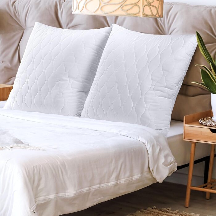 Подушка для постільної білизни Utopia 80x80 см (комплект з 2 шт.), стьобана подушка для ліжка та як декоративна подушка, наповнювач подушки, подушка для дивана, декоративна подушка для дивана (біла) 80 x 80 см (комплект з 2 шт.)