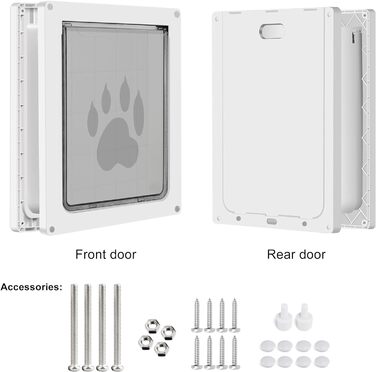 Для великих собак, атмосферостійкі двері для котів і собак вагою до 45 кг, міцна застібка в комплекті, підходить для внутрішніх і зовнішніх дверей (великі, білі)