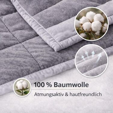 Обтяжена ковдра 6,5 кг 135x200 см зі скляними намистинами, можна прати в пральній машині, 100 бавовна, дихаюча для кращого сну