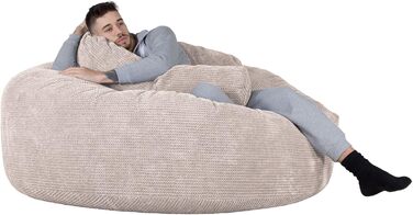 Лаунж Мопс, 'Мега-Мамонт Диван-мішок Beanbag XXL, Диван-ліжко, Помпон кремовий