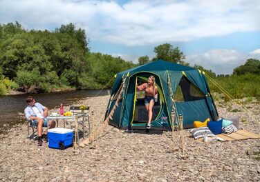 Восьмикутник Coleman з великими вікнами, панорамний огляд на 360, стабільна конструкція зі сталевих стовпів, повністю інтегроване підлогове покриття, просте встановлення, 100 водонепроникний, зелений/затемнюючий, одинарний