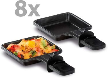 Раклетний гриль з натуральним каменем, 1200 Вт, 8 сковорідок з антипригарним покриттям з термоізольованими ручками, ціла плита, 6430