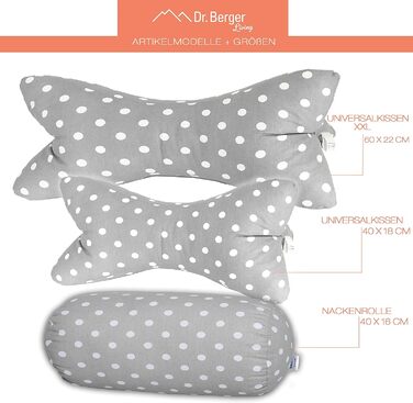 Подушка для шиї/валик для шиї Dr. Berger 40x16 см Зручна зі 100 бавовняним чохлом, кругла, стійка подушка - ідеально підходить як міцна подушка для шиї, дорожня подушка, валик для колін, подушка для спинки дивана, модний сірий колір 40 x 16 см