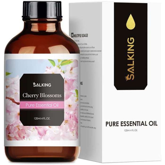 Олія вишневого цвіту SALKING 120 мл, 100 чиста натуральна ефірна олія вишневого цвіту для аромадифузора, ароматерапевтична ароматична олія для ароматичних ламп, зволожувач повітря, масаж, виготовлення свічок, подарунки для мам