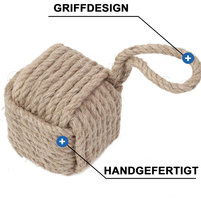 Декоративний морський обмежувач дверей ручної роботи з ручкою, джутовий обтяжений внутрішній обмежувач дверей матроський вузол для