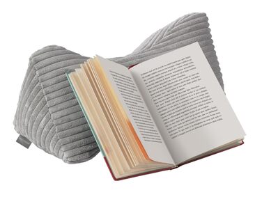 Затишна подушка для читання Traumnacht з чохлом з високоякісного вельвету Lincoln, 40 x 20 см, можна прати, сіра, сертифікована Oeko-Tex, виготовлена за німецькими стандартами якості. Сіра/Вельветова подушка для читання