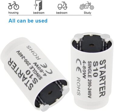 Пускач для люмінесцентних ламп BlueXP 12 шт. Стартер S10 longlife 4-80 Вт 200-240 В пускач для люмінесцентних ламп індивідуальне перемикання люмінесцентних ламп