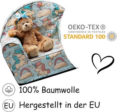 Чохол з пінопласту PinkZebra для дитячих крісел, чохол для крісла, підходить для дитячих крісел розміром 51 x 34 x 42 см, площа сидіння 26 x 26 см, Oeko-Tex Standard 100 (Єдиноріг)