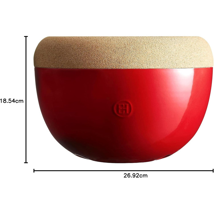 Різак для фруктів та овочів Emile Henry EH348764 ø27 см, кераміка та корок, червоний Grand Cru 4,7 л