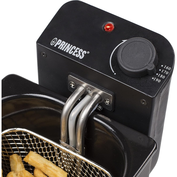 Фритюрниця з нержавіючої сталі Princess (чорна), 3 літри (2000 Вт) з функцією холодної зони, 182727