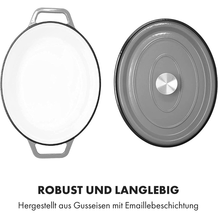 Велика каструля для барбекю з кришкою вогнетривка чавунна каструля емальована 33 см каструля об'ємом 5,5 л каструля підходить для