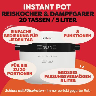 Рисоварка та пароварка Instant Pot CarbReduce, 5 л (на 20 чашок)