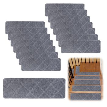 Килимків для сходів, 55 см x 19 см, самоклеючі, протиковзкі, ріжучі, багаторазові, для дерев&39яних сходів, килимове покриття для дітей, людей похилого віку та домашніх тварин (світло-сірий), 15