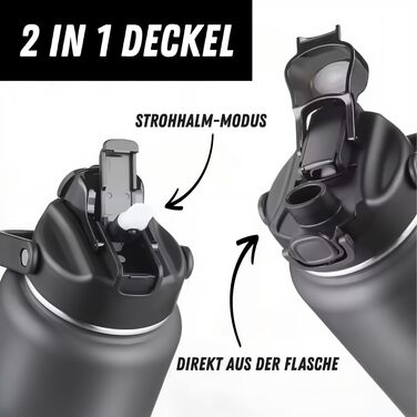 Термос 2 л Кришка 2-в-1 з трубочкою Можна мити в посудомийній машині Зберігає напої крижаними протягом 24 годин Зберігає напої гарячими протягом 6 годин Ізольована пляшка 2 л Пляшка для води з нержавіючої сталі 2 л Без бісфенолу А та герметична, полярно-с