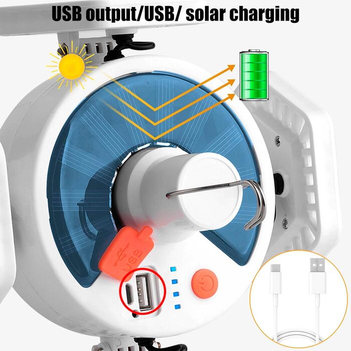 Ліхтар для кемпінгу на сонячній енергії, що перезаряджається від USB, освітлення 360, 5 режимів, ліхтар з пультом дистанційного керування, портативний зарядний пристрій, живлення від батареї, підвісний, складаний, водонепроникний, ліхтар для намету