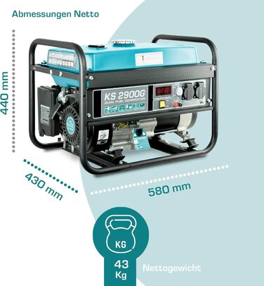 Двопаливний генератор Knner&Shnen KS 2900G (бензин/газ), 2900 Вт