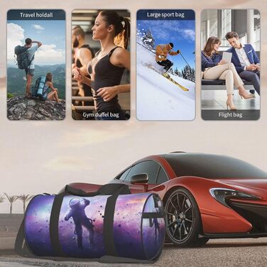 Спортивна сумка для подорожей, сумка-дорожня, з принтом космонавта, на нічліг, чорна, універсальний розмір, дорожня сумка