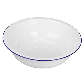 Емальована миска для змішування з армованої емалі 34 см, велика вінтажна, для миття овочів та домашнього використання, біла універсальна кухонна миска