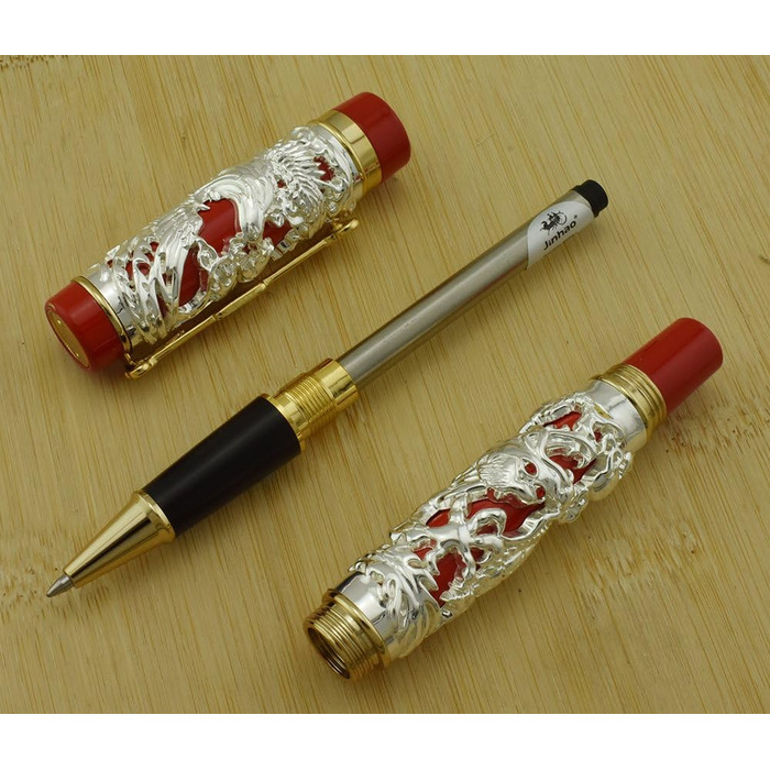 Кулькова ручка Jinhao Fountain Pen, гладка, Дракон і Фенікс, 3D і каліграфічна ручка, Кулькова ручка, Бізнес-подарунок, 0,5 мм, Чорна