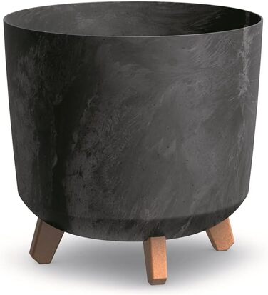 Квітковий горщик Квітковий горщик на ніжках Кашпо Gracia Slim круглий кашпо бетонного вигляду (висота 28,5 см, антрацитовий бетон)