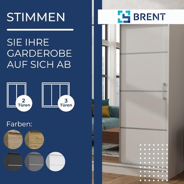 Шафа з дзеркалом шириною 240 см Windsor Tomy I Шафа для спальні з 2 рейками для одягу та полицями для одягу I Шафа Біла Біла - Дзеркало 240 см