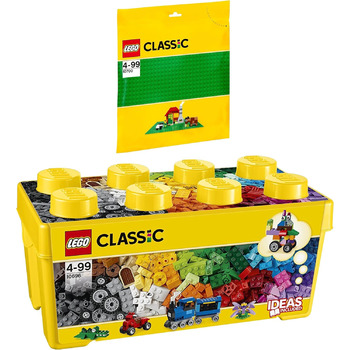 Конструктор LEGO Classic 10696 + Зелена Базова Пластина 10700, 484 деталі
