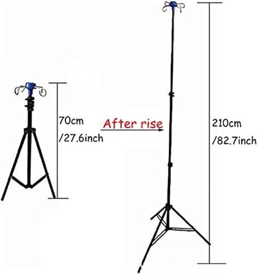 Інфузійний стовп, регульований по висоті інфузійний стовп Регульований по висоті інфузійний стовп Висувна портативна підставка для внутрішньовенного введення з 4 гачками для догляду за людьми похилого віку вдома, в лікарні та лікарні