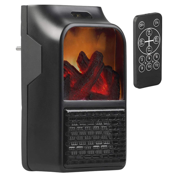 Камінний обігрівач Sichler Household Appliances Підключається до мережі вентилятор з ефектом каміна та пультом дистанційного керування, 500 Вт (керамічний вентилятор, підключається до мережі)