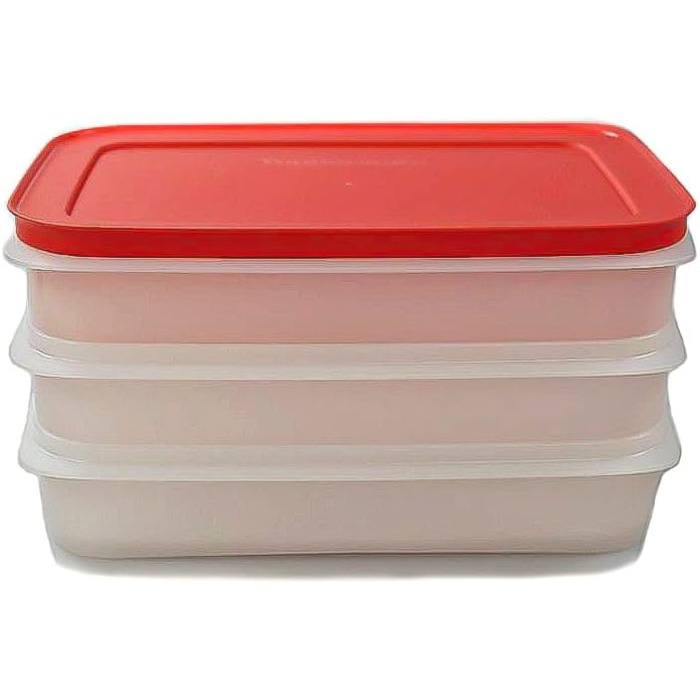Мл білий/червоний плоский 3 контейнери 1 кришка 36766, 675