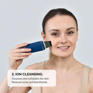 Очищувач пор для обличчя, пілінг для обличчя, ультразвуковий пілінг, іонофорез, ультразвукова лопатка для шкіри, прилад для догляду за обличчям, 4 режими, проти акне, ліфтинг