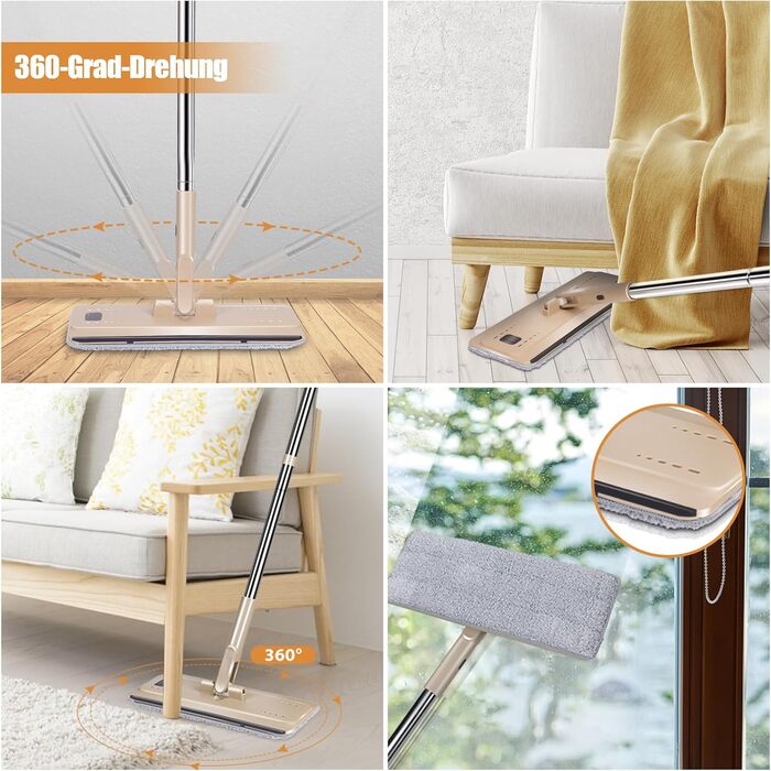 Набір швабр Midyb з відром, швабра для підлоги та відро з 6-ма насадками для вологого та сухого прибирання, швабри з мікрофібри дл