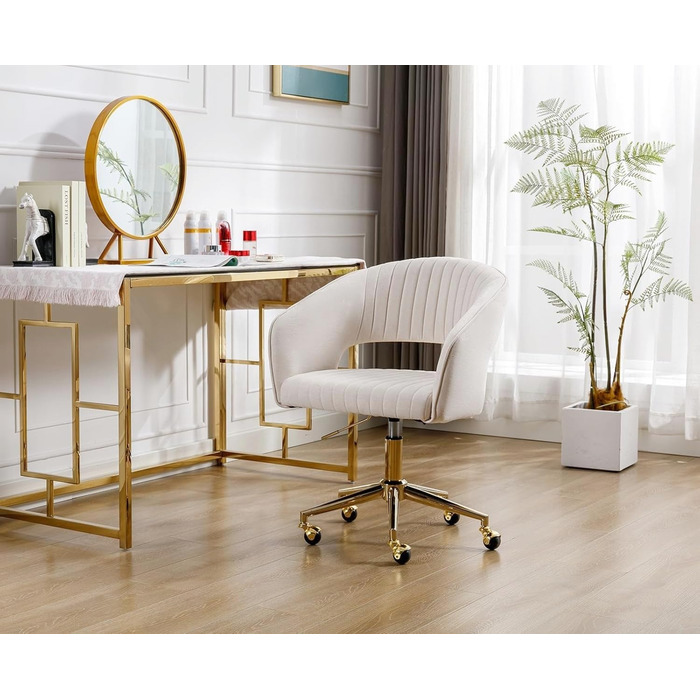 Регульоване офісне крісло Chairus з шенілу для домашнього використання, обертове комп&39ютерне крісло, сучасне туалетне крісло, письмове крісло з відкритою спинкою (бежевий)