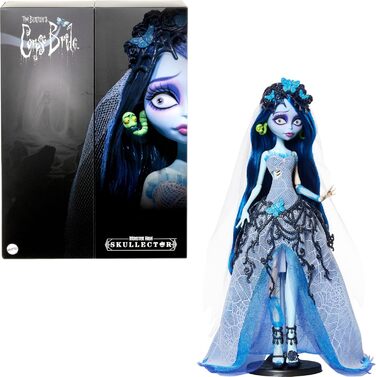 Лялька Monster High Skullector, колекційна фігурка Труп нареченої Емілі, весільна сукня в готичному стилі з павутиною та аксесуарами, такими як марлева вуаль та підставка для ляльки, JDR67