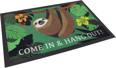 Килимок для дверей &quotЛінивець&quot крупним планом &quotЗаходьте та відпочивайте&quot Килимок для дверей 60 x 40 см