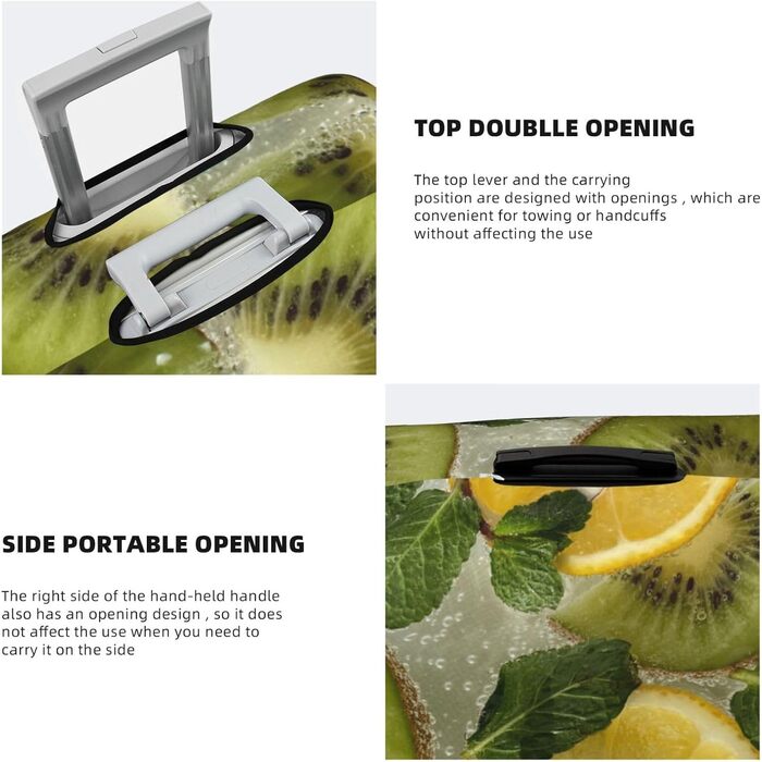 Чохол для валізи Лимон та Ківі з принтом, еластичний захист від подряпин та пилу, чорний, розмір 95