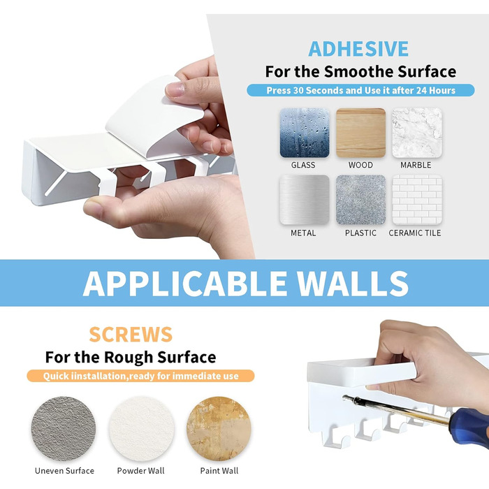 Ключниця настінна, гачок для ключів з лотком і 6 гачками, настінна ключниця для передпокою, ключниця з полицею для зберігання пошт