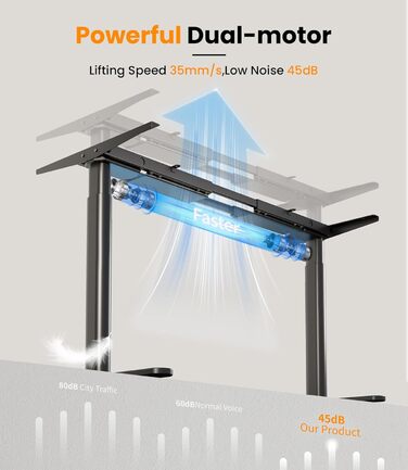 Каркас столу MAIDeSITe EL2 Pro Art з регулюванням висоти, овальна конструкція ніжок, електрично регульований по висоті каркас столу, подвійний двигун, вантажопідйомність 180 кг з 4 налаштуваннями пам&39яті та функцією захисту від зіткнень, чорний