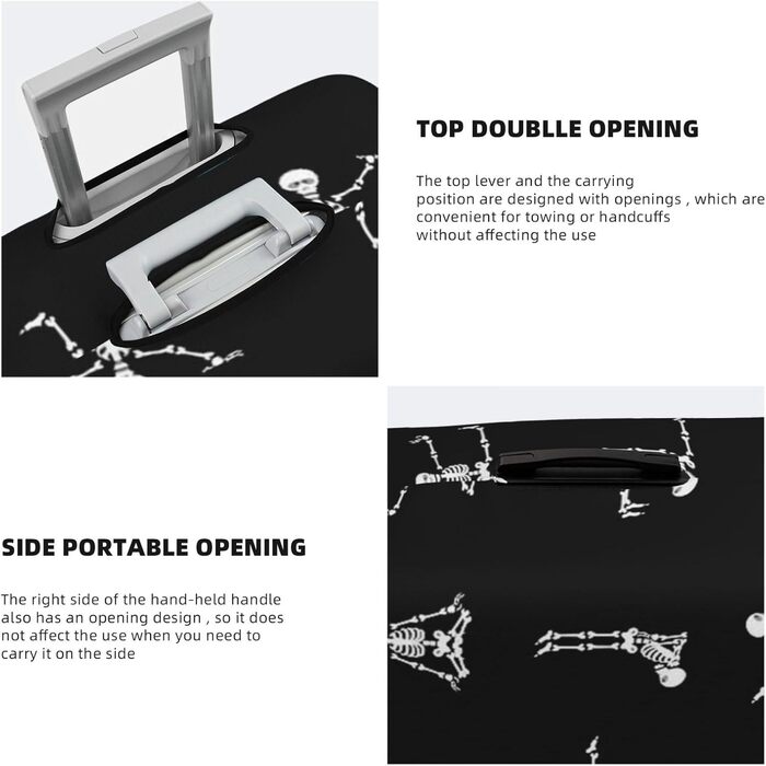 Чохол для валізи з принтом Череп, захисний, для розмірів 45.7-81.3 см, компактний, чорний