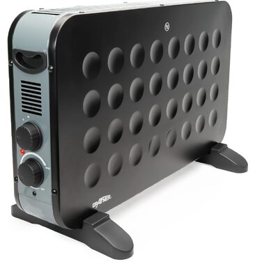 Конвекторний обігрівач Grafner 2000 Вт, матово-чорний, 3 режими нагріву, термостат з плавним регулюванням для повністю автоматичної роботи, новітня технологія циркуляції, безшумний, електричний конвекторний обігрівач