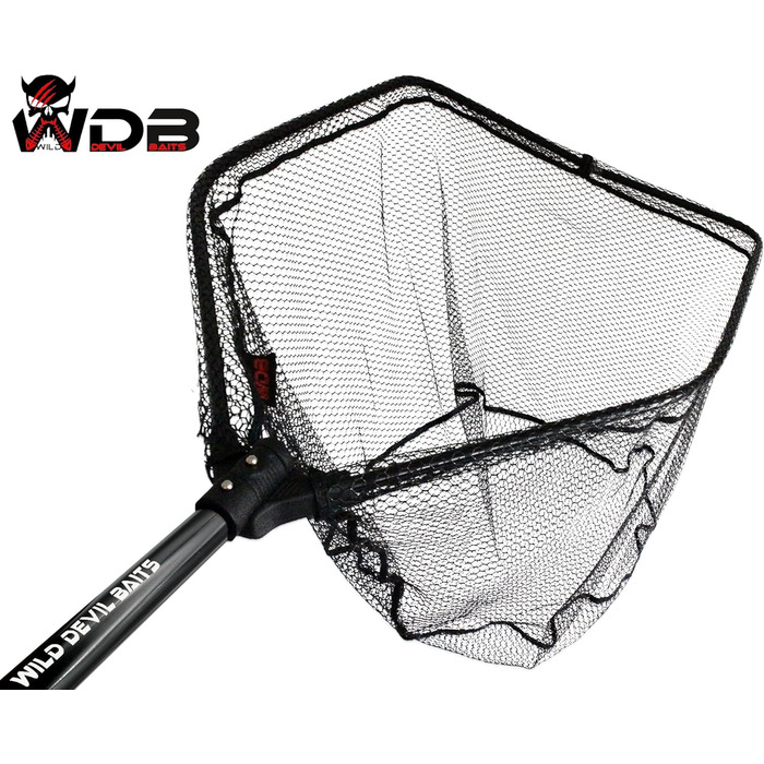 Підсак Angel-Berger Wild Devil Baits Predator, складний, гумований, підсак для великої риби, підсак для човна, рибальська сітка XL / 80x70 см