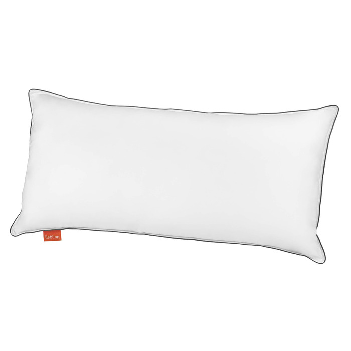 Улюблена готельна подушка, жорстка, 40x80 см, регульована по висоті подушка, 100 бавовна з сірою окантовкою, зроблено в ЄС, сертифікована Oeko-TEX, можна прати при температурі до 60 градусів, жорстка, 40 x 80 см