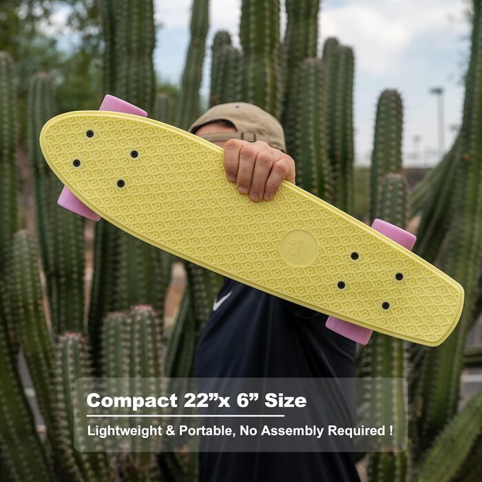 Дюймовий ретро скейтборд для дітей та дорослих з високошвидкісними шарикопідшипниками ABEC 9 карбон, 22-
