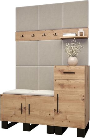 Вішалка для одягу MEBLE KRYSPOL Artin Set 5 з м'якими панелями Індустріальний дизайн (дуб Artisan Маніла 02 (крем))