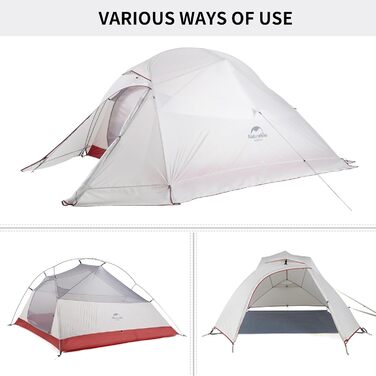 Ультралегкий намет Naturehike Cloud-Up 3, 3-місний рюкзачний намет для походів та кемпінгу, 20D сірий зі спідницею