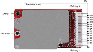 Плата модуля літій-іонного літій-полімерного акумуляторного блоку плата захисту BMS для акумуляторів 13S 48V / 54.6V, 13S 48V BMS
