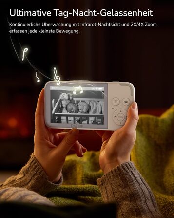 Монітор Dr.Care NeoView з камерою, екран 3,5 дюйма, відеоняня, 2-сторонній аудіо, циклічний запис, нічне бачення, VOX, датчик темп