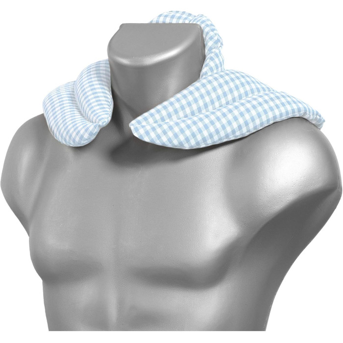 Подушка для шиї зі стійкою, органічна тканина, світло-блакитний та білий. Подушка з виноградних кісточок. Подушка для шиї/грілка - Дуже затишна грілка для шиї.