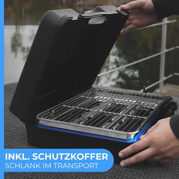 Газовий гриль потужністю 2300 Вт портативний настільний гриль із футляром для перенесення, п&39єзоелектричним запалюванням та знімним піддоном для крапель для кемпінгу, саду та балкону